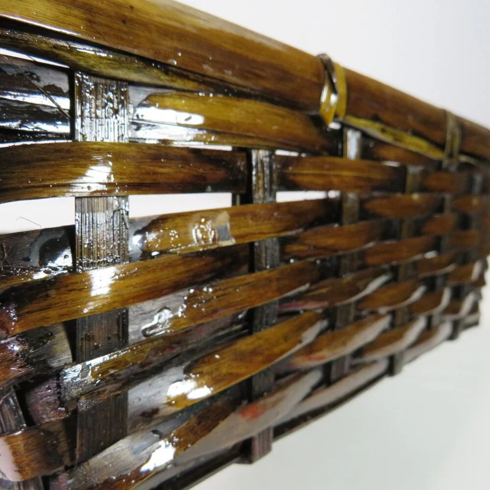 Dark bent wood basket with high gloss 11x7